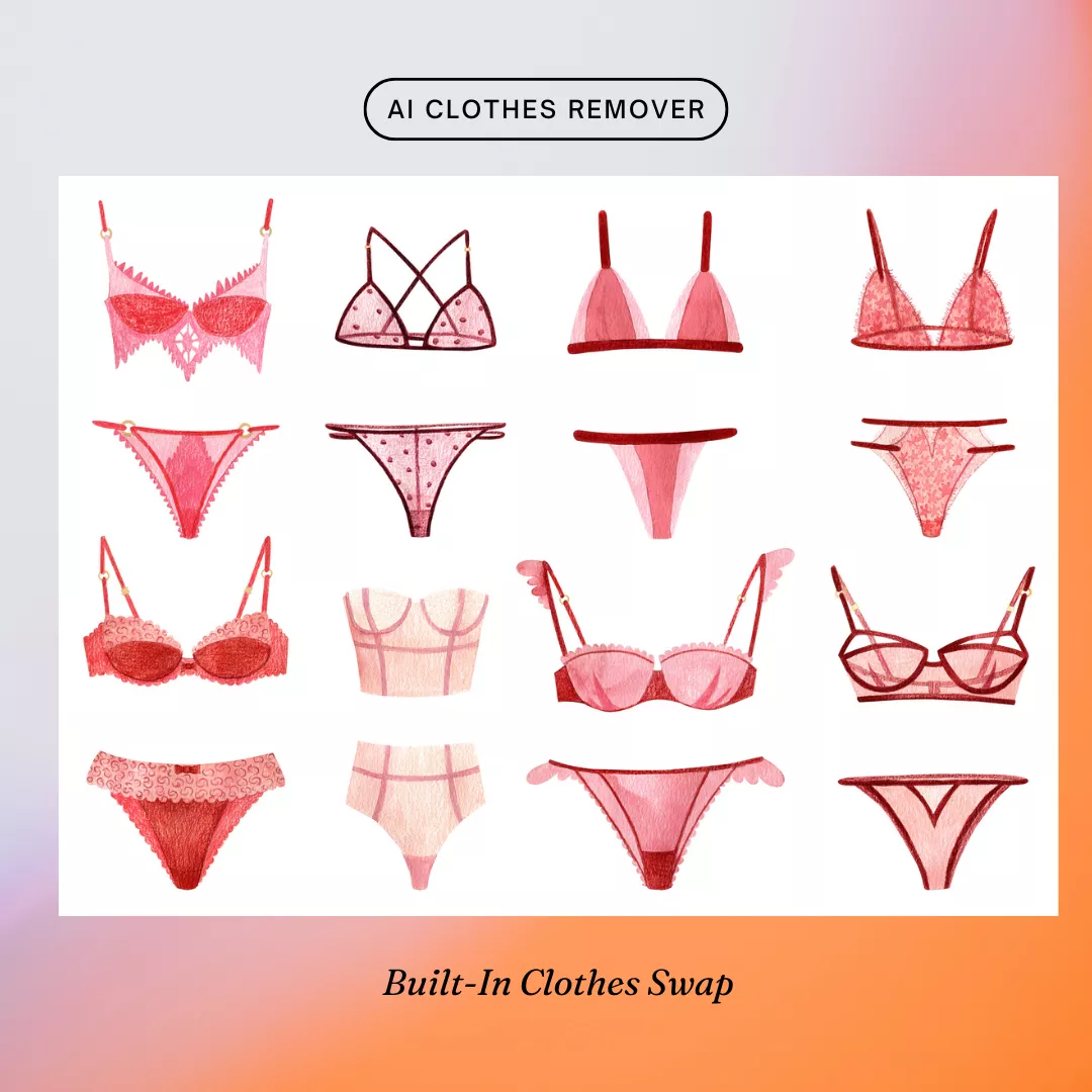 Lingerie wardrobe options available in the undress AI clothes remover tool.